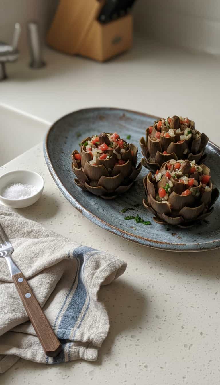 Foto deliciosa de Alcachofra com molho pronta para servir - Outras Receitas