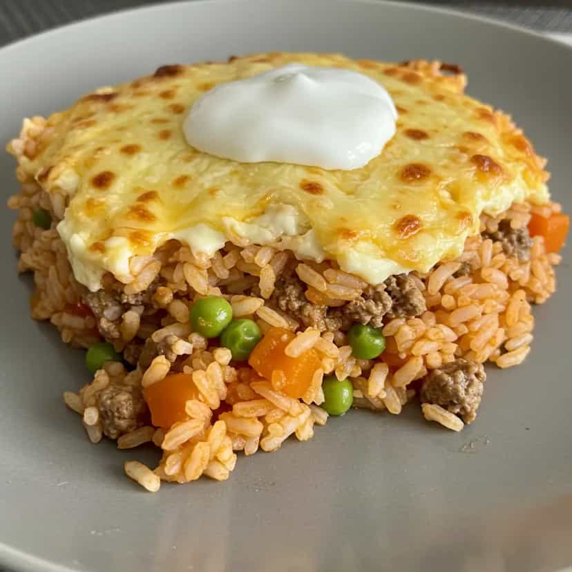 Foto deliciosa de Arroz à Bolonhesa Gratinado pronta para servir - Almoço & Jantar