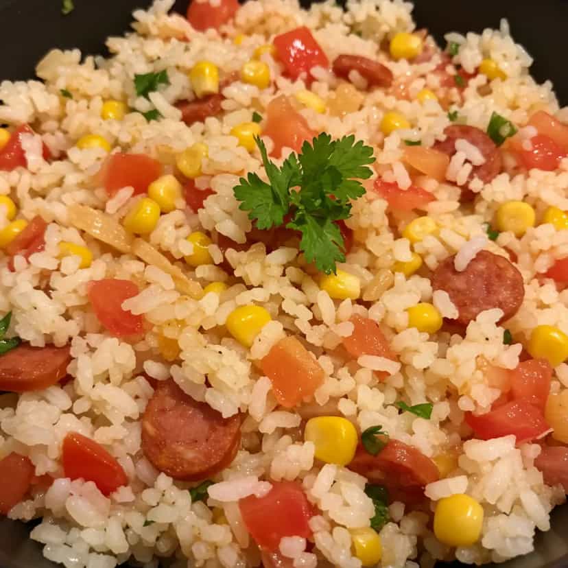 Foto deliciosa de Arroz Temperado com Frango e Calabresa pronta para servir - Outras Receitas
