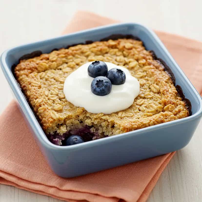 Foto deliciosa de Baked Oats de Banana e Mirtilo pronta para servir - Aveia