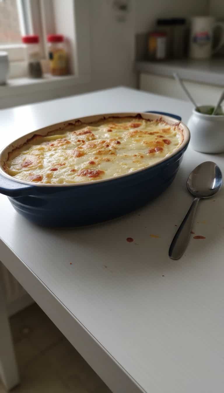 Foto deliciosa de Batata gratinada cozida no leite pronta para servir - Almoço & Jantar