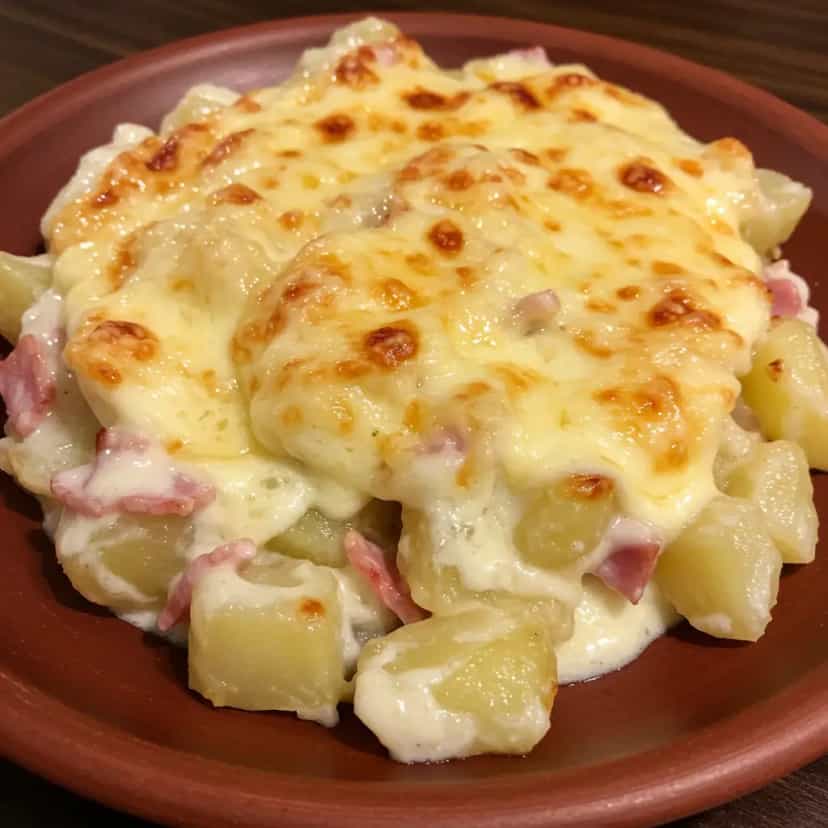 Foto deliciosa de Batata Gratinada Recheada pronta para servir - Para uma Pessoa