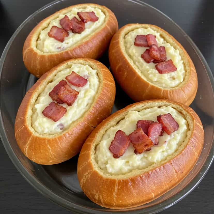 Foto deliciosa de Batata recheada de frango pronta para servir - Lanches de Padaria