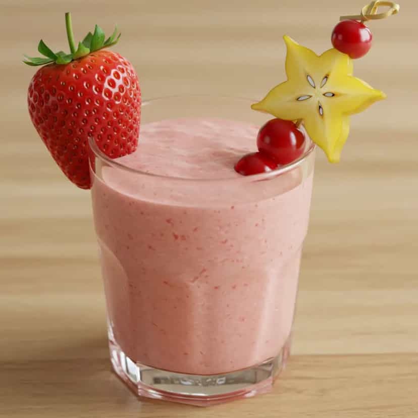 Foto deliciosa de Batida Refrescante de Morango pronta para servir - Bebidas Brasileiras