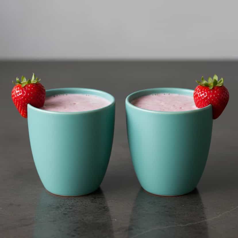 Foto deliciosa de Batida Refrescante de Morango pronta para servir - Bebidas Brasileiras