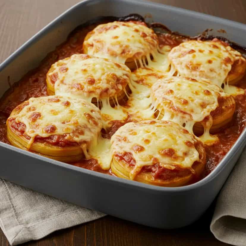 Foto deliciosa de Berinjela à Parmegiana Tradicional pronta para servir - Pratos Brasileiros Icônicos