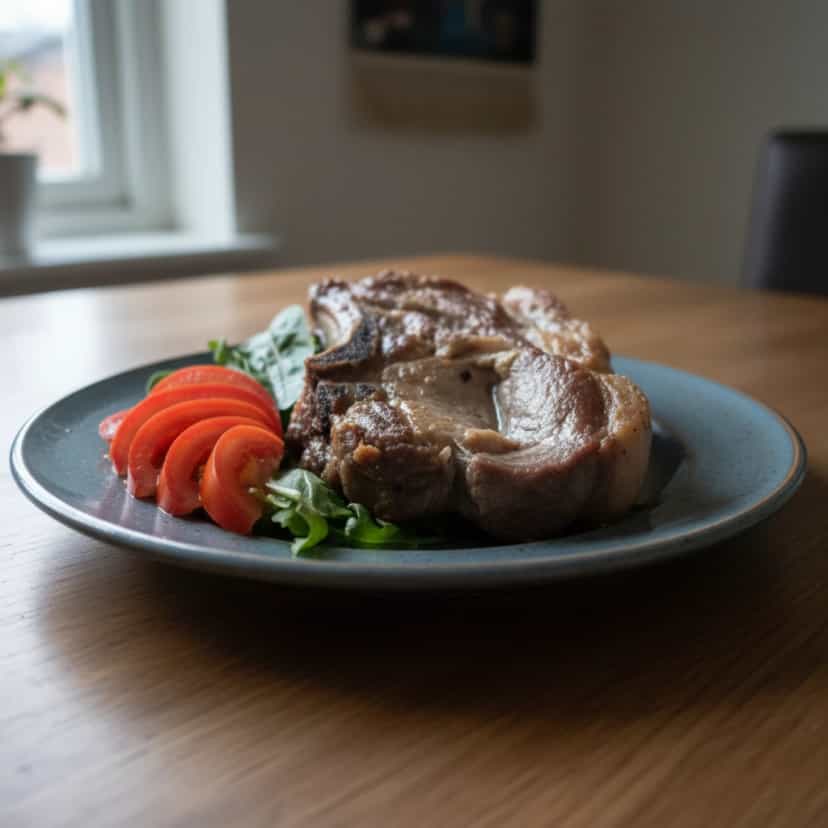 Foto deliciosa de Bistecas de Porco ao Molho de Soja pronta para servir - No Micro-ondas
