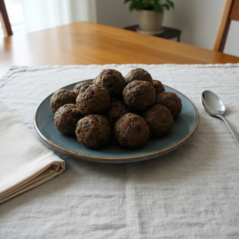 Foto deliciosa de Bolinho de carne moída com hortelã pronta para servir - Salgadinhos