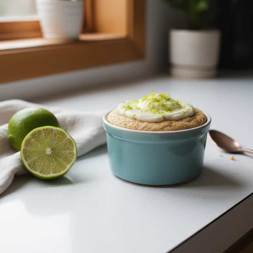 Foto deliciosa de Bolo de Caneca Fit Integral com Limão pronta para servir - Snacks Assados