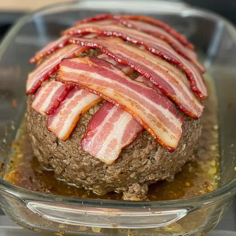 Foto deliciosa de Bolo de Carne com Bacon pronta para servir - Carnes & Frango