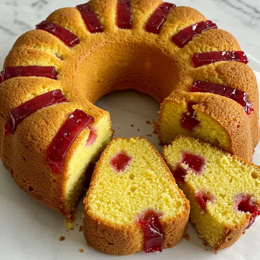 Foto deliciosa de Bolo de fubá com goiabada pronta para servir - Outras Receitas