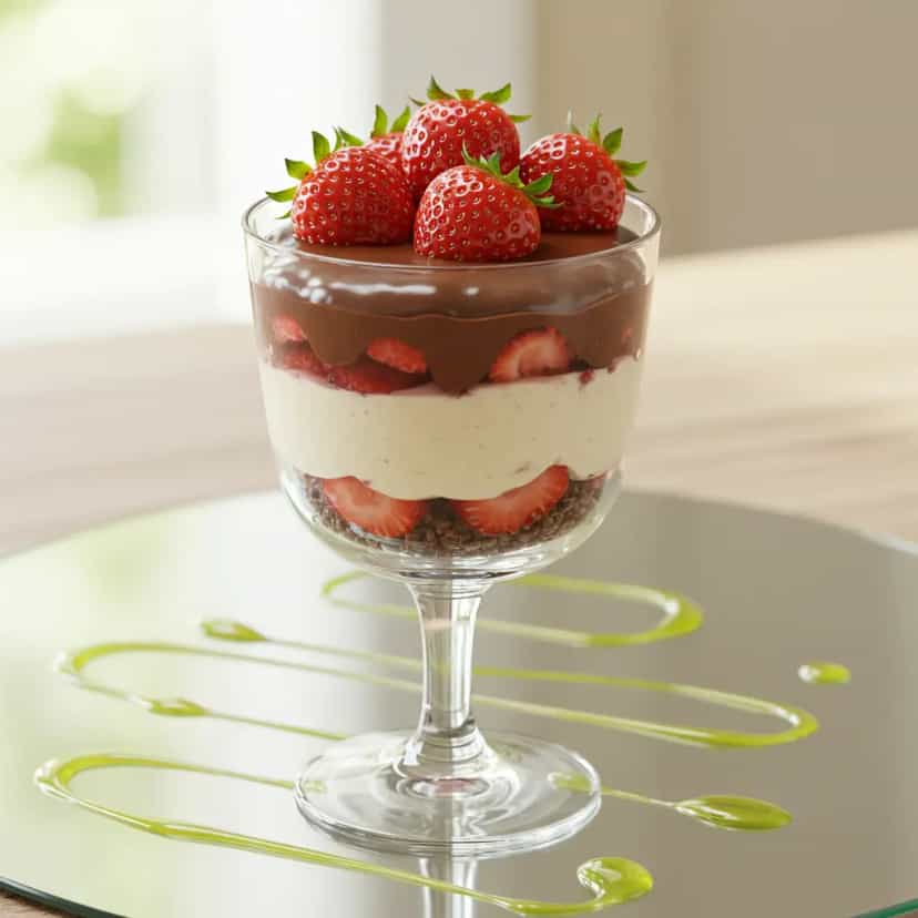 Foto deliciosa de Bombom de Morango em Camada pronta para servir - Sem Assar