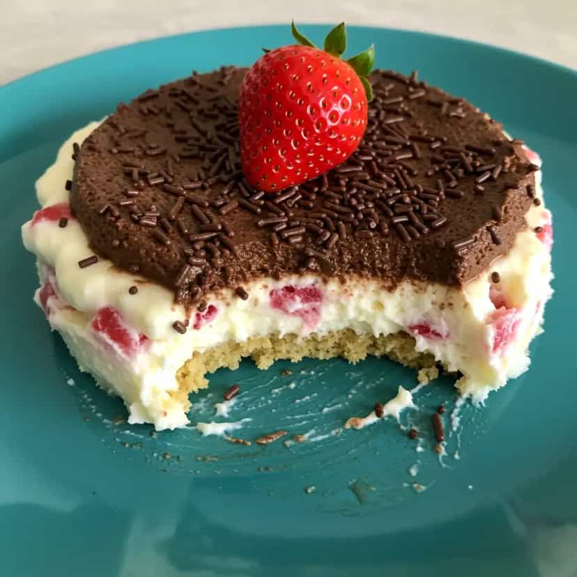Foto deliciosa de Bombom de Travessa com Morangos pronta para servir - Sem Assar