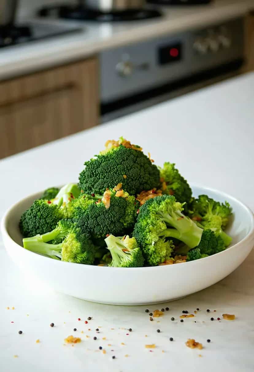 Foto deliciosa de Brócolis no vapor com alho pronta para servir - Receitas Saudáveis