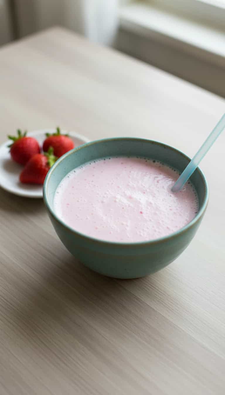 Foto deliciosa de Caipifruta Cremosa de Morango pronta para servir - Bebidas Brasileiras