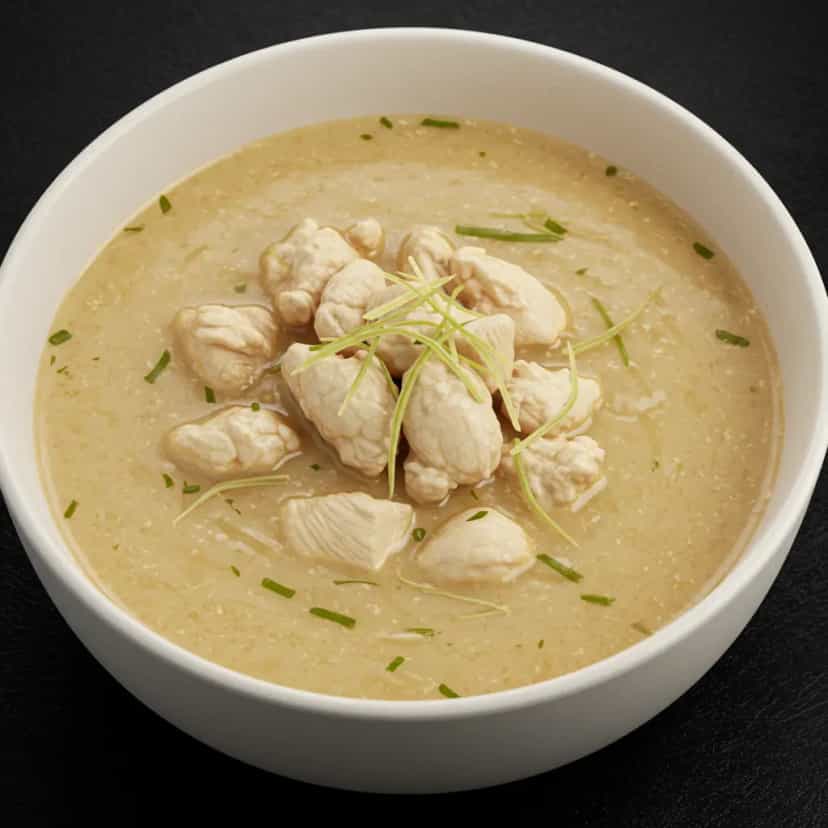 Foto deliciosa de Caldo de Frango Cremoso com Calabresa pronta para servir - Sopas & Caldos
