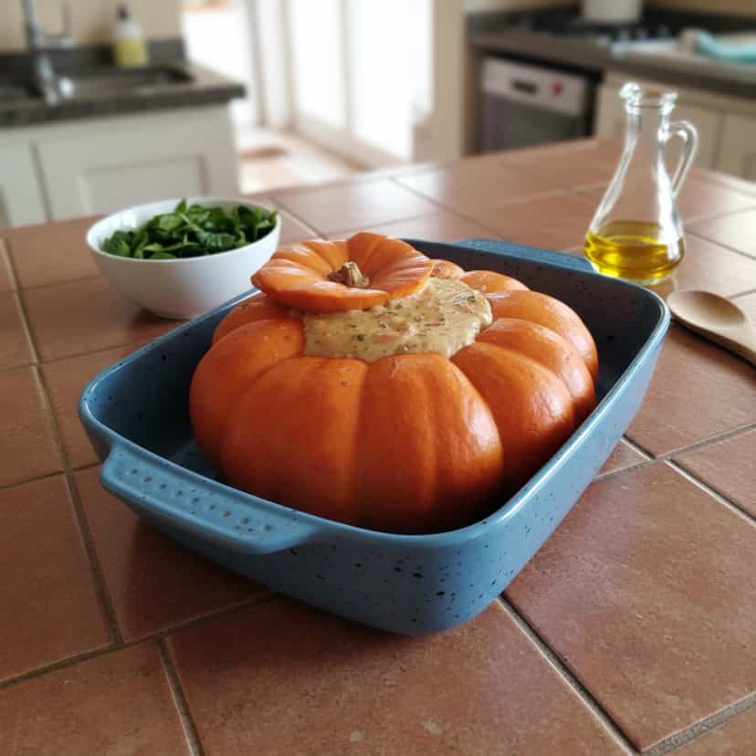 Foto deliciosa de Camarão na Moranga pronta para servir - Peixes & Frutos do Mar