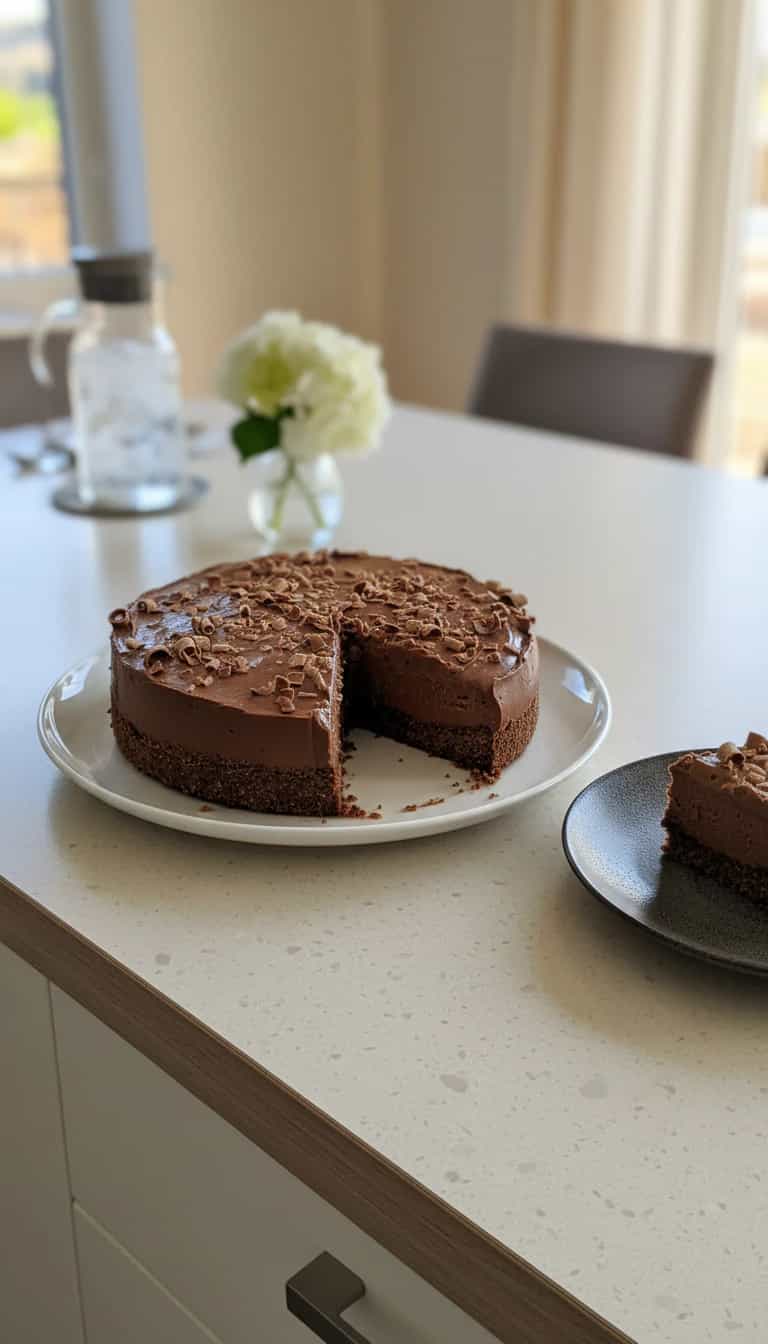 Foto deliciosa de Cheesecake de Chocolate Fácil pronta para servir - Sem Assar