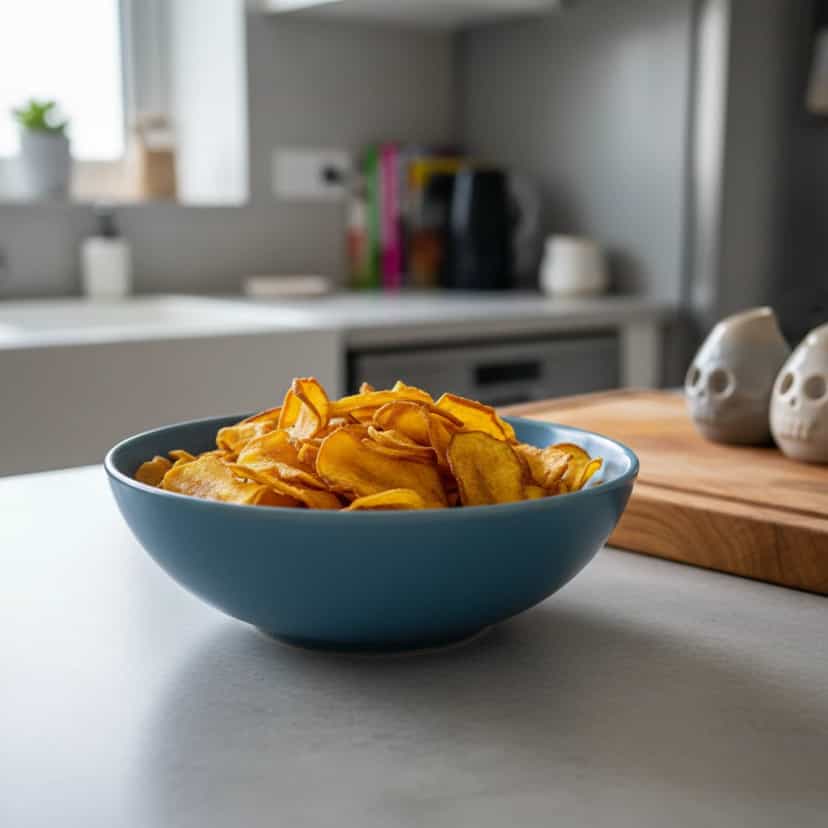 Foto deliciosa de Chips de Mandioquinha Crocante pronta para servir - Chips & Biscoitos