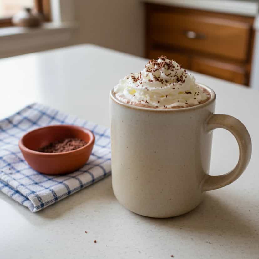 Foto deliciosa de Chocolate Quente Cremoso com Avelã pronta para servir - Bebidas Quentes