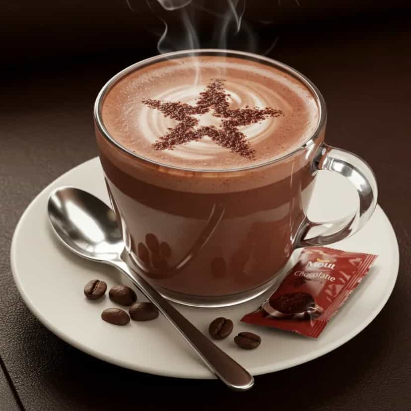 Foto deliciosa de Chocolate Quente Cremoso com Baunilha pronta para servir - Bebidas Quentes