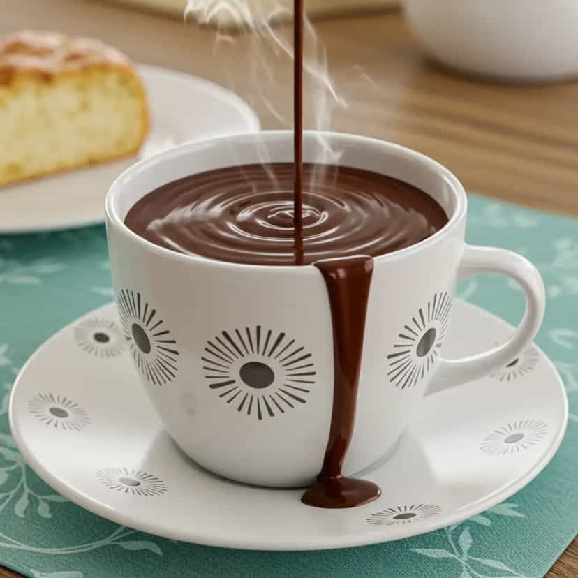 Foto deliciosa de Chocolate Quente Super Cremoso pronta para servir - Bebidas Quentes