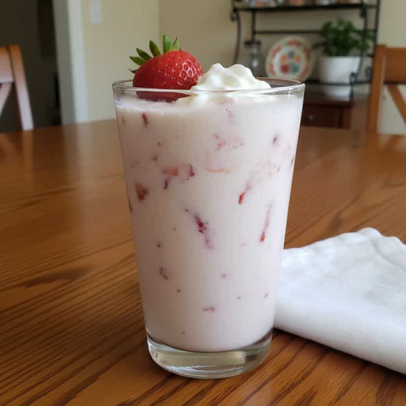 Foto deliciosa de Cremoso Refresco de Morango pronta para servir - Milkshakes