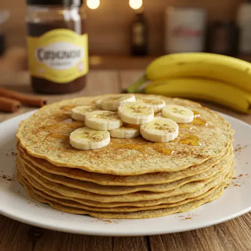 Foto deliciosa de Crepe Sem Glúten de Banana pronta para servir - Sem Glúten