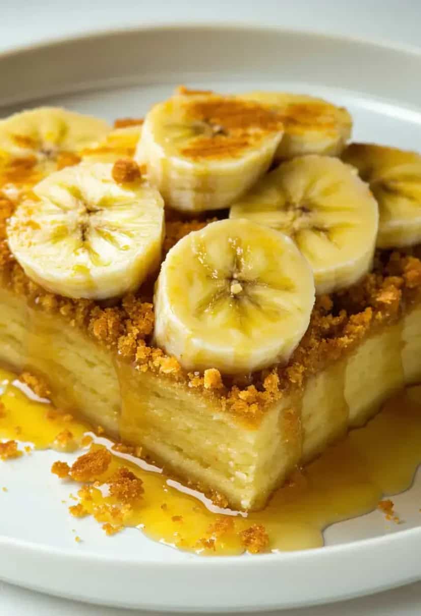 Foto deliciosa de Cuca de Banana com Farofa pronta para servir - Café da Manhã Brasileiro