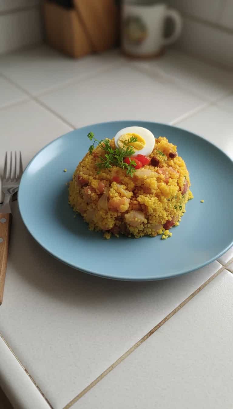 Foto deliciosa de Cuscuz de Microndas com Recheio pronta para servir - No Micro-ondas