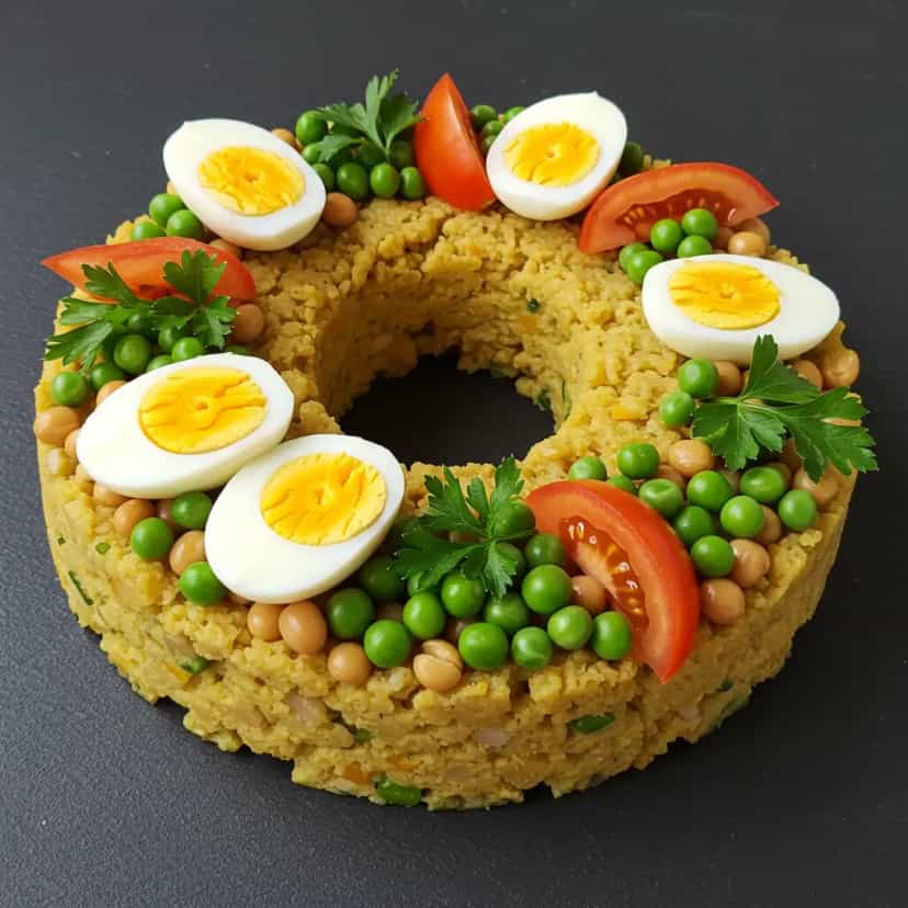 Foto deliciosa de Cuscuz Paulista de Atum e Sardinha pronta para servir - Pratos Brasileiros Icônicos