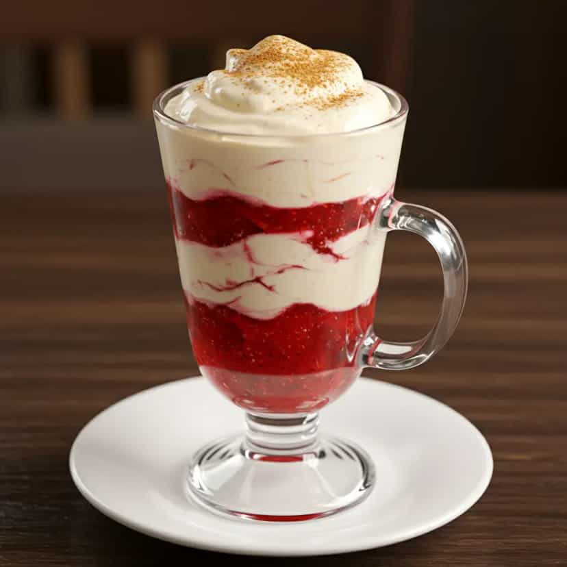 Foto deliciosa de Delícia de Morango com Café pronta para servir - Doces Gelados & Sorvetes
