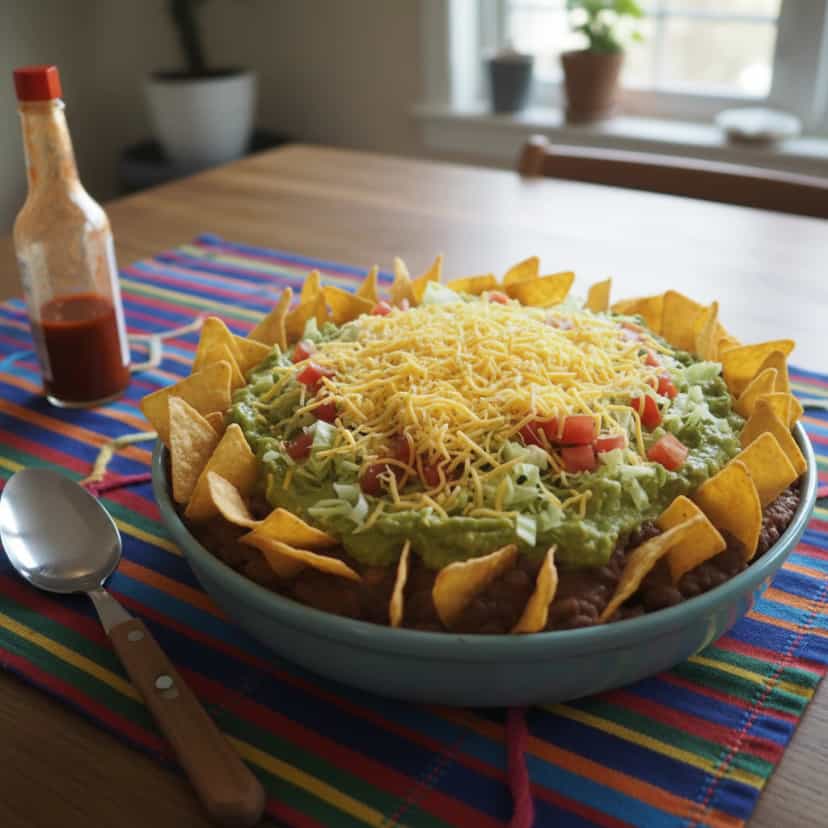 Foto deliciosa de Dip Mexicano em Camadas pronta para servir - Pastas & Patês