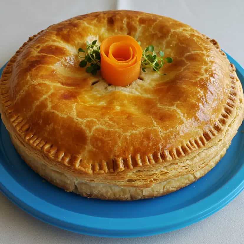 Foto deliciosa de Empadão Cremoso de Frango pronta para servir - Pizzas & Salgados