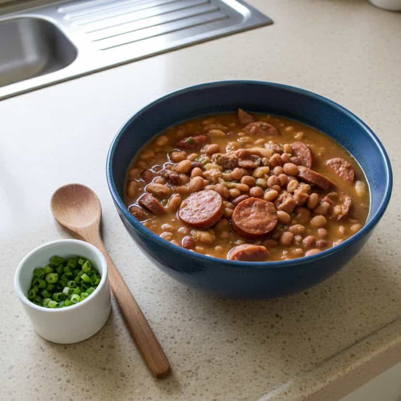Foto deliciosa de Feijão Gordo com Costela e Paio pronta para servir - Pratos Brasileiros Icônicos