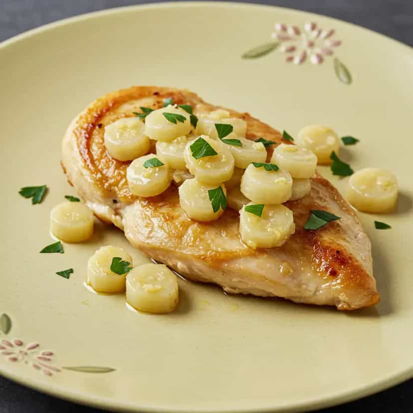 Foto deliciosa de Filé de Frango com Palmito e Couve pronta para servir - Carnes & Frango