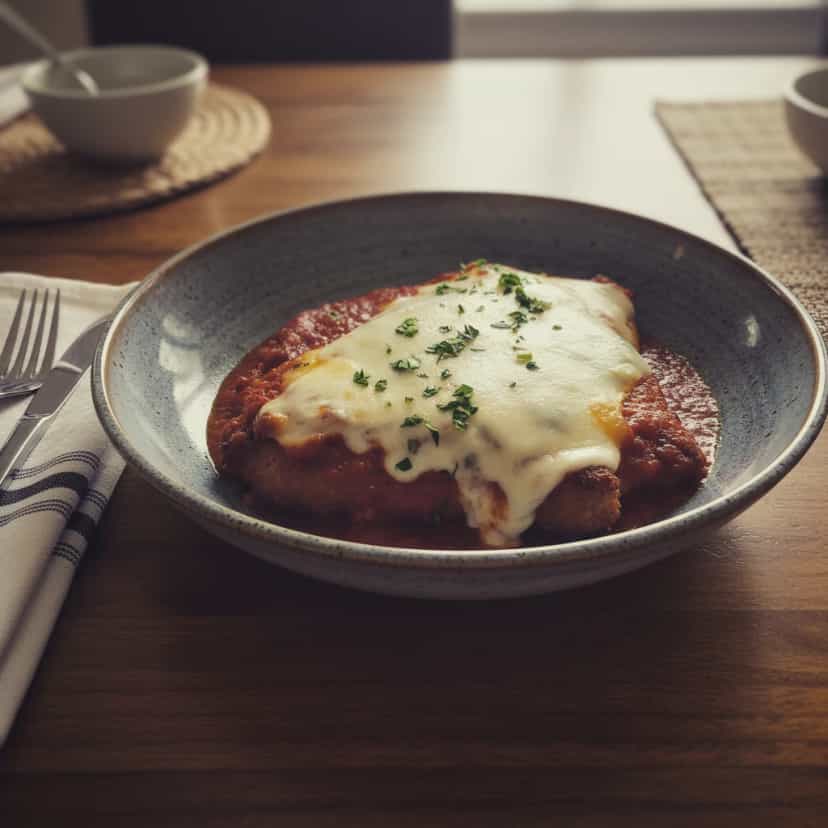 Foto deliciosa de Filé de Tilápia ao Parmegiana pronta para servir - Peixes & Frutos do Mar