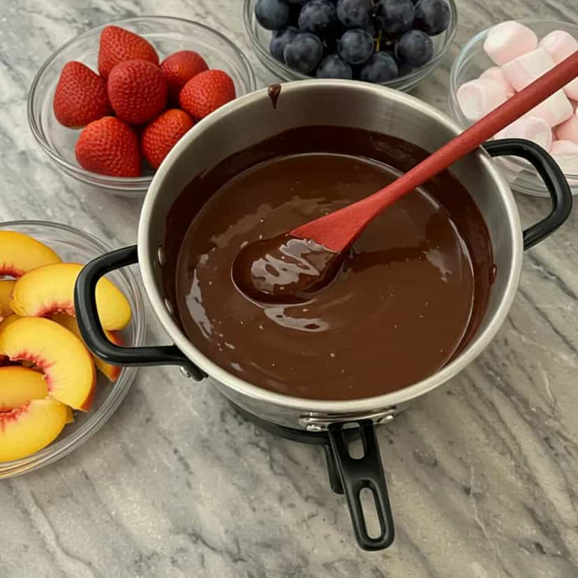 Foto deliciosa de Fondue de Chocolate Cremoso pronta para servir - Outras Receitas