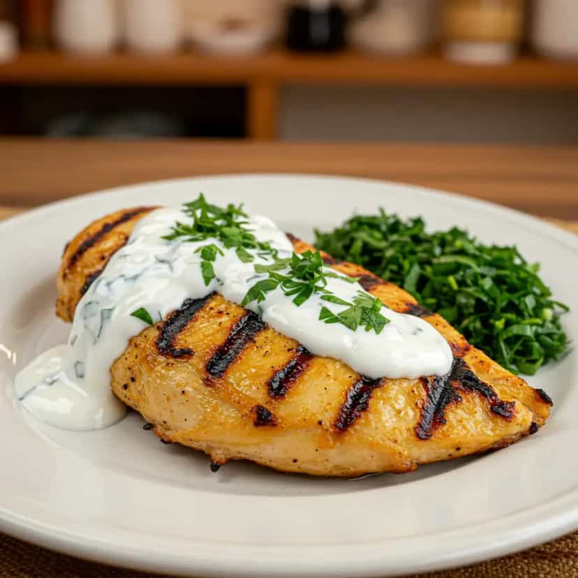 Foto deliciosa de Frango Grelhado com Molho de Iogurte pronta para servir - Proteicas