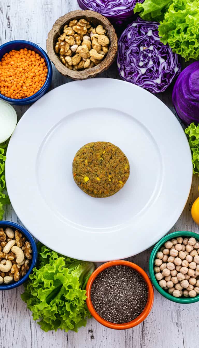 Foto deliciosa de Hambúrguer de Grão-de-Bico pronta para servir - Energéticos & Proteicos