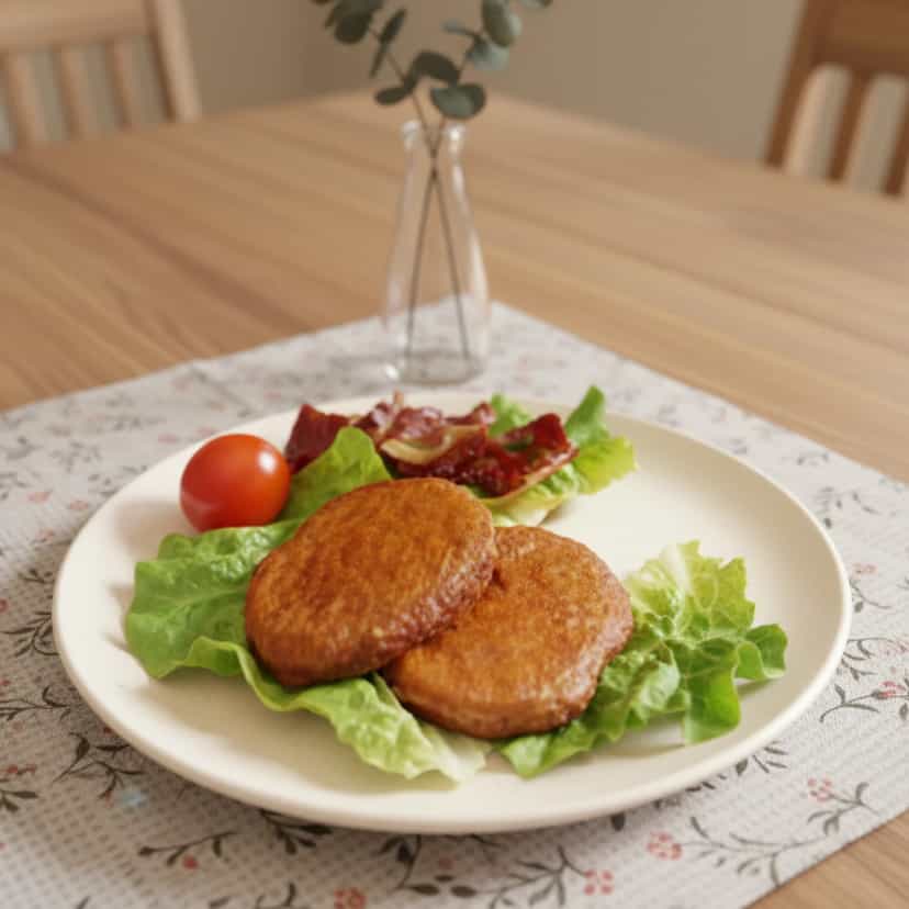 Foto deliciosa de Hambúrguer de Soja pronta para servir - Energéticos & Proteicos