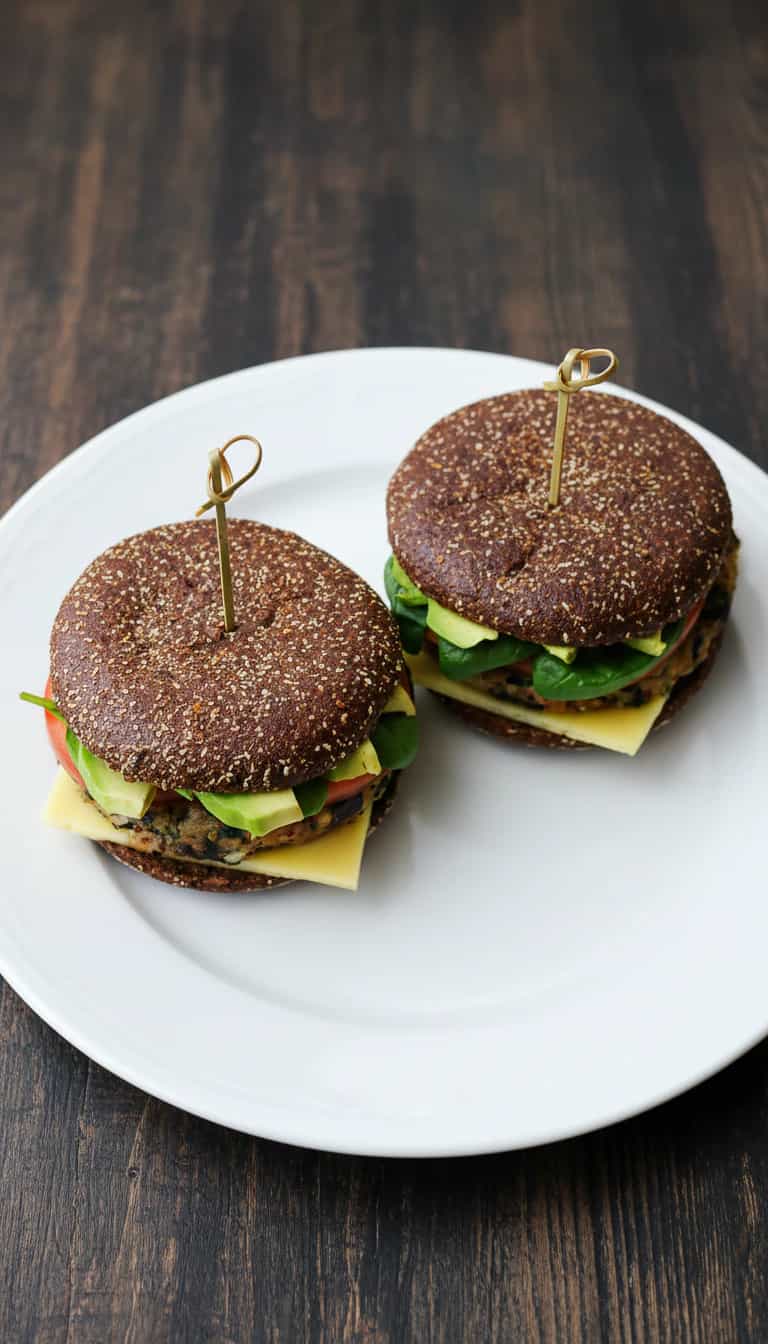 Foto deliciosa de Hambúrguer Vegano de Berinjela Assado pronta para servir - Sanduíches & Hambúrgueres