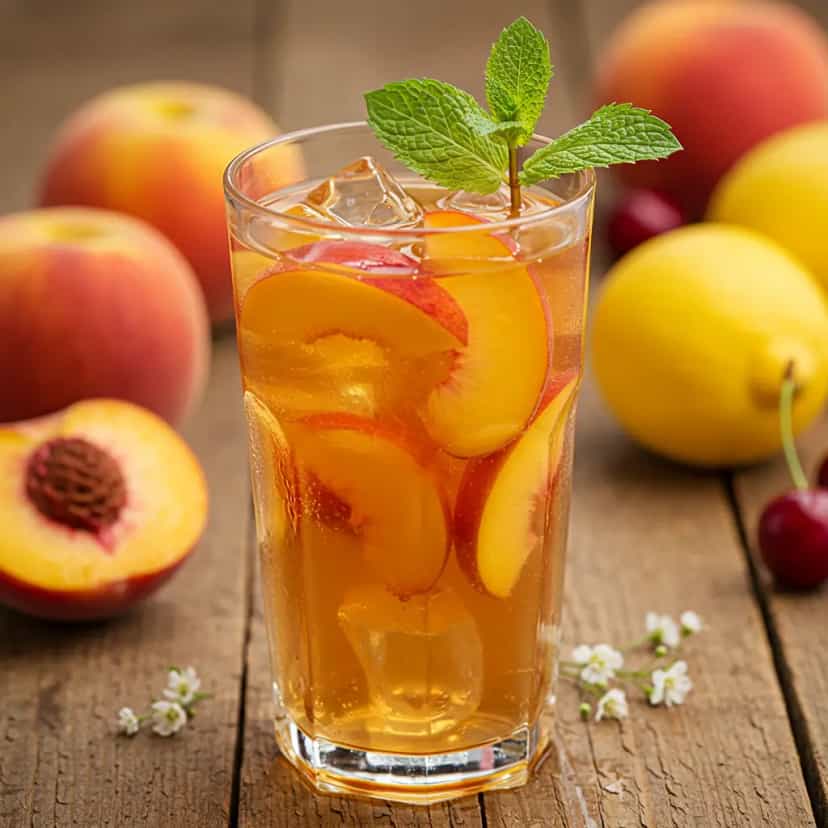 Foto deliciosa de Ice Tea de Pêssego pronta para servir - Sucos & Smoothies