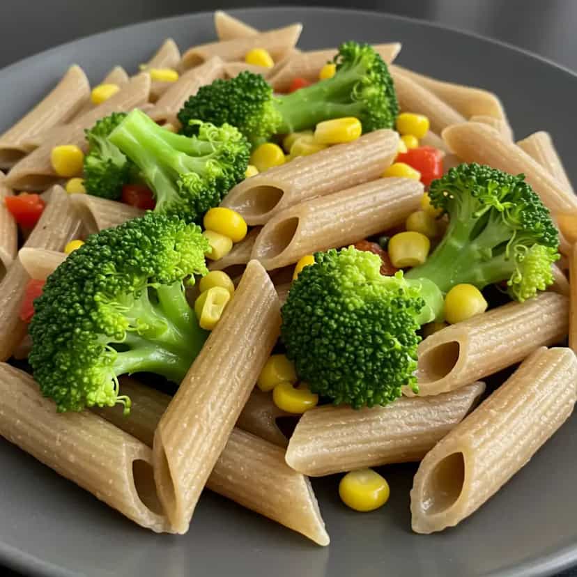 Foto deliciosa de Macarrão Integral com Brócolis e Milho pronta para servir - Outras Receitas