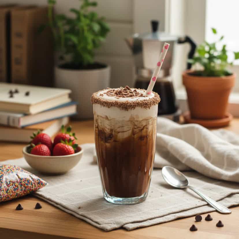 Foto deliciosa de Milkshake Cremoso de Flocos pronta para servir - Milkshakes