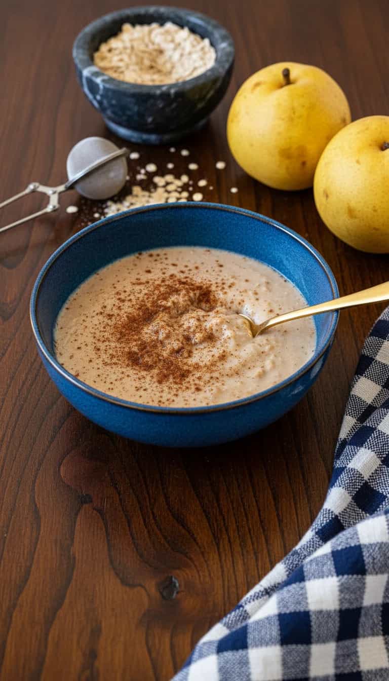 Foto deliciosa de Mingau de Pera com Aveia pronta para servir - Aveia