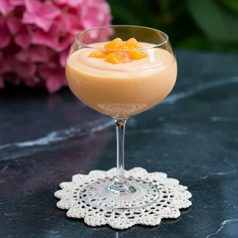 Foto deliciosa de Mousse de Pêssego Cremoso pronta para servir - Pudins & Cremes