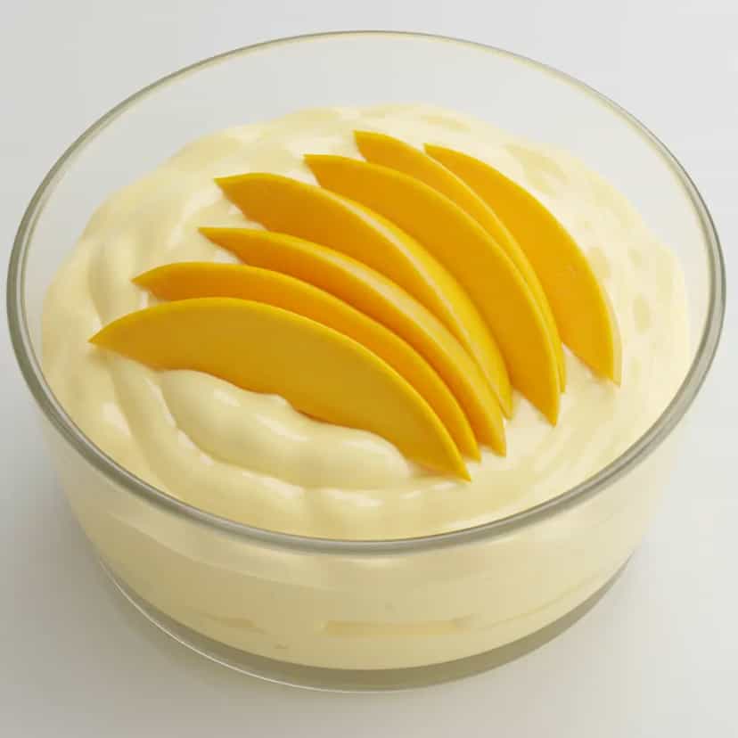 Foto deliciosa de Mousse Diet de Manga pronta para servir - Sem Açúcar