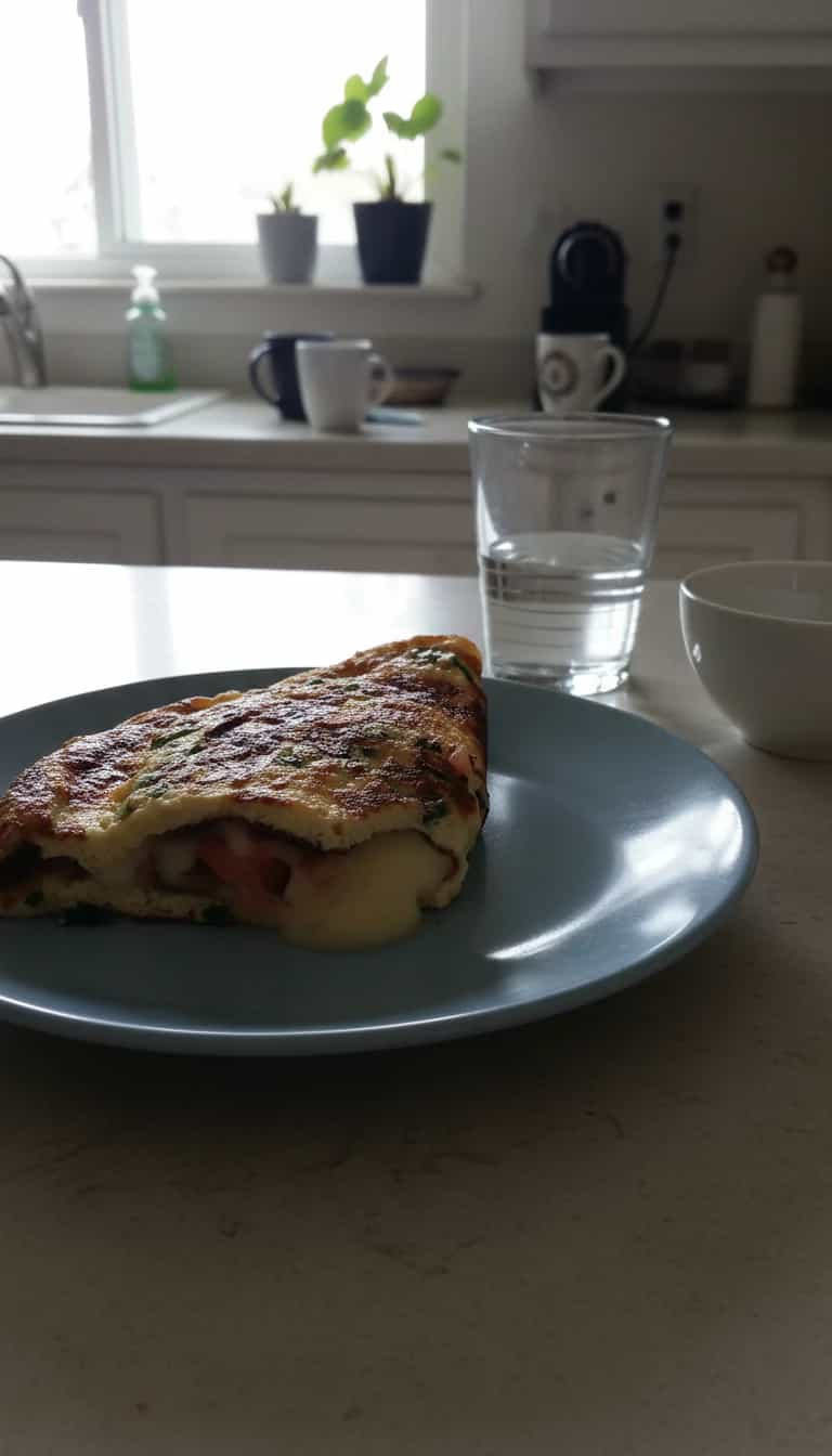 Foto deliciosa de Omelete Cremosa com Queijo e Alho pronta para servir - Ovos