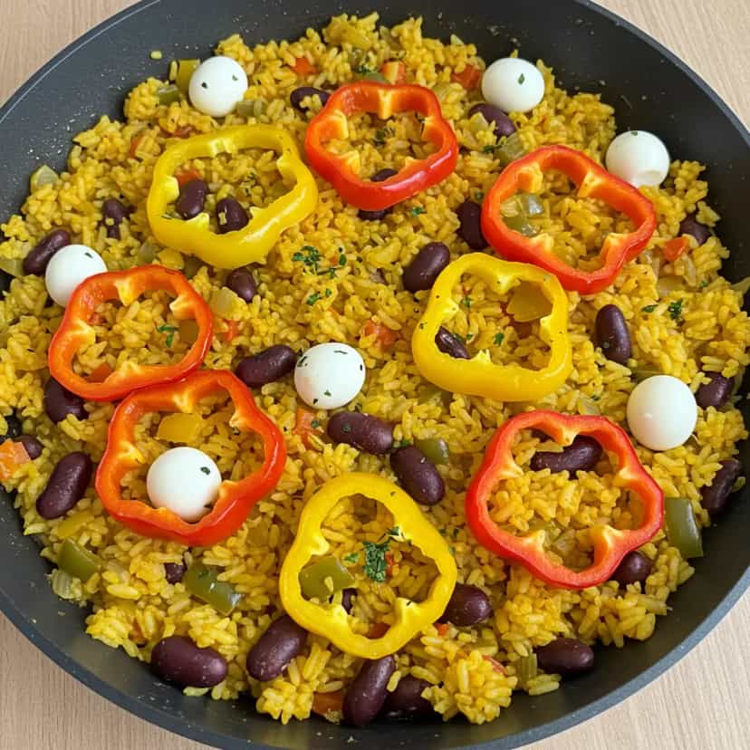 Foto deliciosa de Paella Caipira pronta para servir - Pratos Brasileiros Icônicos